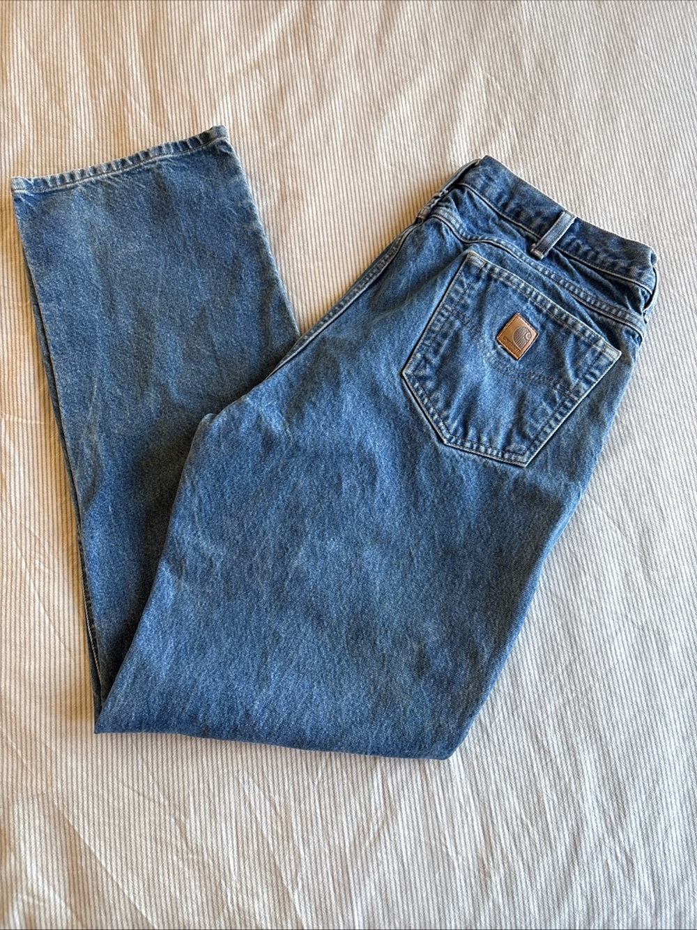 Carhartt B160 DST Relaxed Fit Mens Jeans 38x34 Blue Denim Workwear Discontinued